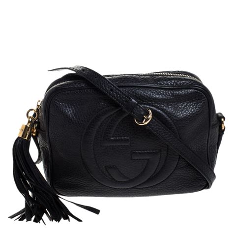 gucci black leather disco cross body bag